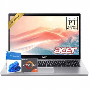 백라이트 키보드가 장착된 Acer Aspire 3 프리미엄 노트북 | AMD Ryzen 7 CPU 15.6 FHD IPS 디스플레이 1TB 스토리지(512GB SSD + 512GB 외장) 32GB RAM Wi-Fi 6 Copilot AI Type-C Windows 11 Pro