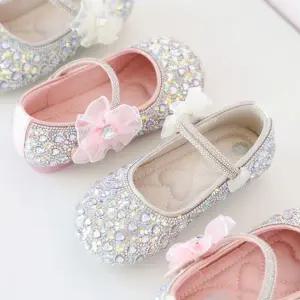 유아 초등학생 화려한 크리스탈 장식 여아 공주 구두 (160-210)