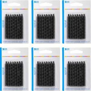 베이커리 크래프트 블랙 나선형 양초 축하 케이크 생일 및 컵케이크용 6 x 24 팩