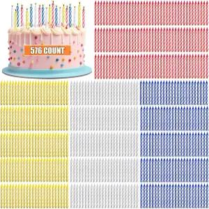 홀리데이 파티를 위한 생일 케이크 장식을 축하하는 화려한 파라핀 캔들4가지 색상 576개