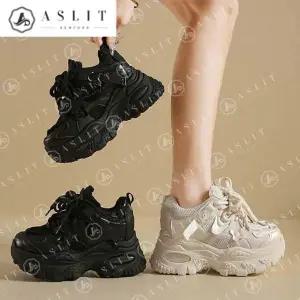 [애슬릿] 어글리 슈즈 운동화 블랙 흰 스니커즈 키높이 여성 7cm