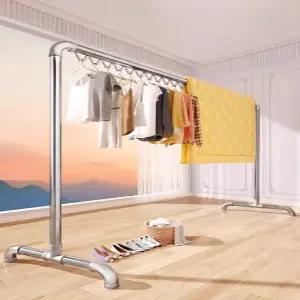 실내 건조대 일자형 베란다 빨래 행거 스탠딩 접이식 세탁 파이프 두꺼운
