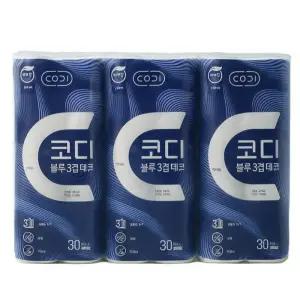 코디 블루 3겹 데코 화장지 27m 30롤 3팩