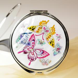 휴대용 고급 자개손거울 접이식 양면케이스 소형 미니 작은원형화장거울 한국전통공예품 외국인선물 기념품