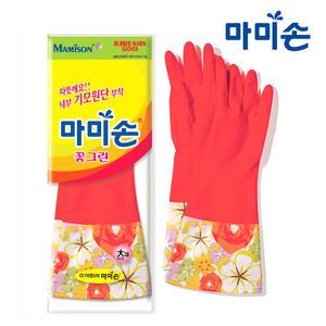 마미손 꽃그린 기모 고무장갑(L) 10개 겨울 따듯한