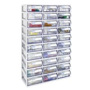 [국내생산 완제품] 모아이샵 스마트 정리함(30칸) 투명수납함 플라스틱서랍장 부품정리함 멀티박스 다용도 수납함