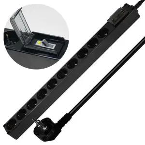 10구 1.5M 220V 돼지코 누전차단기 블랙멀티탭 전기콘센트 사무실 컴퓨터 PC멀티텝