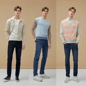 [뱅뱅]남성？스트레치？밴딩？데님 3종