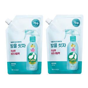 온더바디 발을씻자 코튼풋샴푸 리필 레몬향, 500ml, 2개