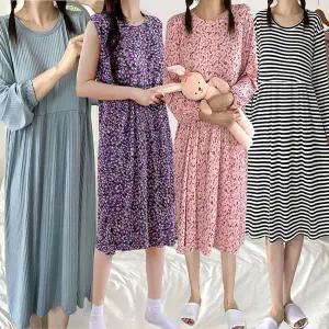 플라워원피스/긴팔원피스/꽃무늬/가을/간절기/나시/민소매/꽃나염/캉캉/주름/프릴/무지/민무늬/냉감/수면잠옷/맥시/박시/빅사이즈/파자마/오버핏/루즈핏/촌캉스