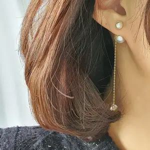 [하프클럽/]베라드 이어링 금색 비즈펄 미니멀 귀걸이 여성 드롭 은색