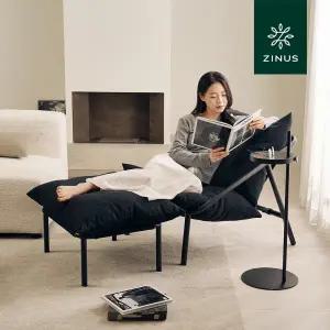 [롯데백화점]지누스 에이다 1인 소파 스툴 테이블 세트 (블랙/블랙)