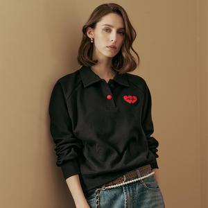 [MAXZA] 하트 와펜 셔츠카라 솔리드 티셔츠