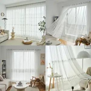 홈앤창 신상 4종 자수 레이스커튼 2장/나비주름핀형,아일렛 거실안방 속커튼/망사커튼