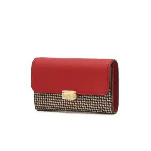 [롯데백화점]닥스 액세서리 [선물포장/쇼핑백동봉] 레드 체크 장식 포인트 소가죽 배색 중지갑 DCWA5F856