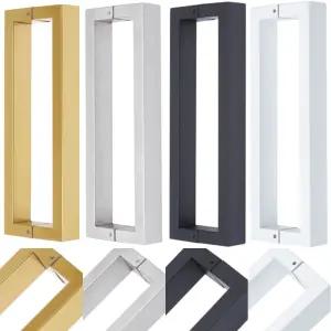 강화도어손잡이 유리문 상가 출입문 가마찌 스텐 ㄷ자340사각40x20 손잡이