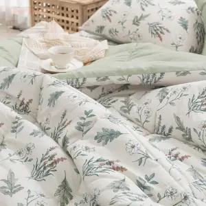 플로럴 마이크로 차렵이불 SS 베이지 이불슈퍼싱글