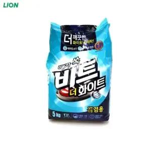 ( )세탁세제 때가 쏙 분말세제 액체세제 비트 더 화이트 5kg 리필 겸용 세탁용품 일반용 드럼용