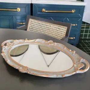 ( )거울 골드 화장품 타원 악세서리보관 트레이 액세서리 진열대 화장품정리 미러함 소품