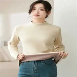 이너 3컬러 반폴라 목티 기모티셔츠 여자 겨울 후리스