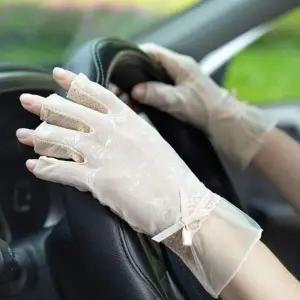 ( )레이스 자외선 차단 여름 여성 운전 패션 장갑 베이지 레이스 선물 리스 차단 홀 핑거 패션 용 자외선