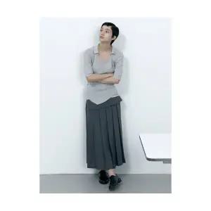 에잇세컨즈 랩 벨트 플리츠 롱 스커트 - 애쉬 374612