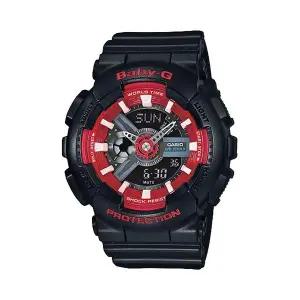 [신세계라이브쇼핑]베이비지 BA-110SN-1A 스포티 스니커 블랙 레드 여성 아날로그 디지털 우레탄 시계