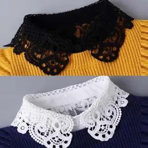 여성 플라워 패턴 레이스 페이크 레이어드 카라 셔츠 페이크넥워머