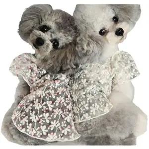 강아지 시원한 망사 원피스 1P 꽃자수 캡소매 치마 WFFRFCL