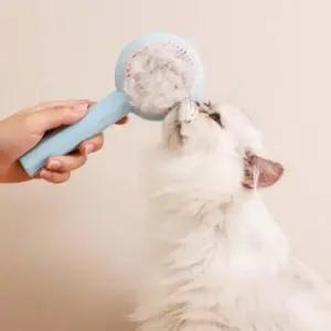 강아지 원형 원터치 핀 브러쉬 빗 마사지 슬리커 1P (WFKKPMS)