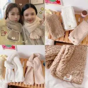 곰돌이 두꺼운 양모 스카프 목도리 머플러