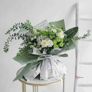 꽃다발 데일리 부케 신문 포장지 졸업식 클래식hij290