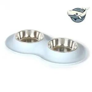 강아지 식사대기 실리콘 2구 애견 전용 식기 WFHBRWX