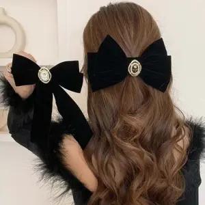 벨벳 머리핀 리본 트렌드 머리끈 1P 데일리 스타일링