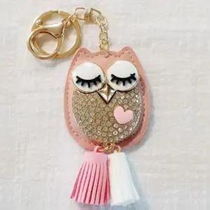 큐빅키링 가죽 골드 부엉이키링 열쇠고리 (7colors)