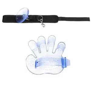 애완동물 샤워 리드줄+장갑브러쉬 고양이 목욕 고정줄 WFJBU4U