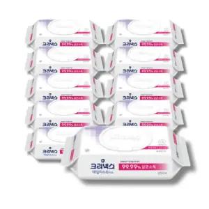 크리넥스 세정티슈 50매 x 10팩 알콜 소독 물티슈 살균 청소 유리세정 티슈 (캡형)