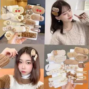 웜헤어핀세트 레이어드 9/10종 곰 집게 똑딱핀 겨울