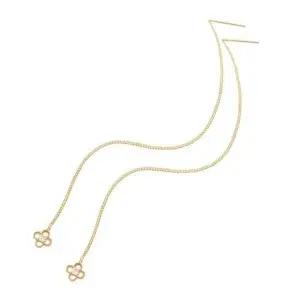 [하프클럽/]정품 14K GOLD 골드 플라워 롱 체인 귀걸이