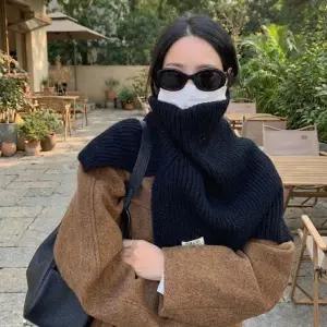 어깨숄 페이크 망토 머플러 겨울 가을 따뜻한 니트 바람막이 목도리 2color
