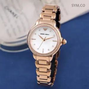 알마니 AR11523 독수리 엠블럼 라운드 콤비 빈티지 라운드 여자 메탈 시계 d