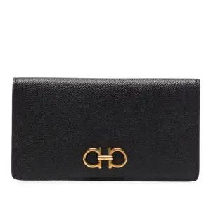 페라가모 골드 하드웨어 가죽 반지갑 22D779726510 NERO