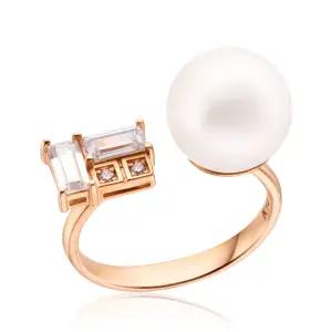 18K 사각큐빅 핵진주 10mm 반지 RSS28405