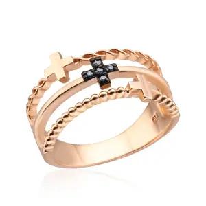 18K 세줄 청다이아 십자가 종교 반지 NPR19368