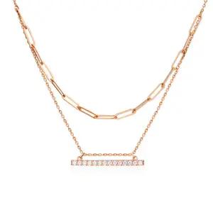 18K 더블 클립체인 레이어드 스틱바 목걸이 MNN38909