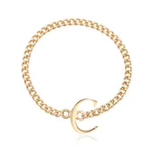 18K 알파벳 C이니셜 레이어드 체인실반지 MPR38116