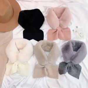 겨울 리본 퓨어 퍼 니트 쁘띠 머플러 여자 선물