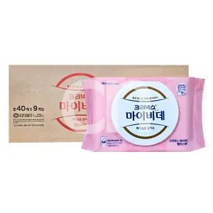 크리넥스 마이비데 밸런스케어 화장실용 물티슈 캡형 40매 x 9팩 (1BOX)