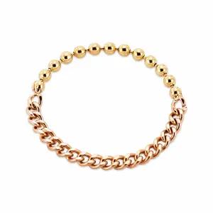 14K 투톤 믹스 볼체인 열송이 체인 실반지 RSS42107