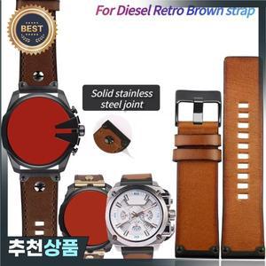 디젤 DZ4318 DZ4283 DZ4281 DZ4323 DZ7343 빈티지 브라운 소 가죽 시계 밴드 레트로 남성용 팔찌 26mm 스트